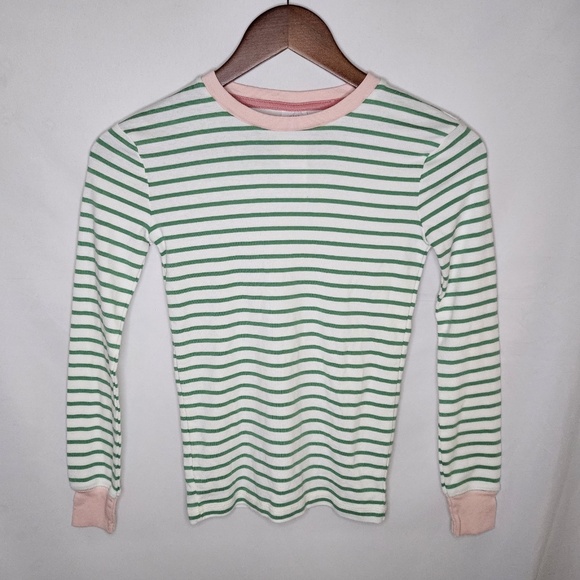Girls Mini Boden Green and White Stripes 2 Piece Pajama Set Size 11Y 146 cm - Picture 2 of 11
